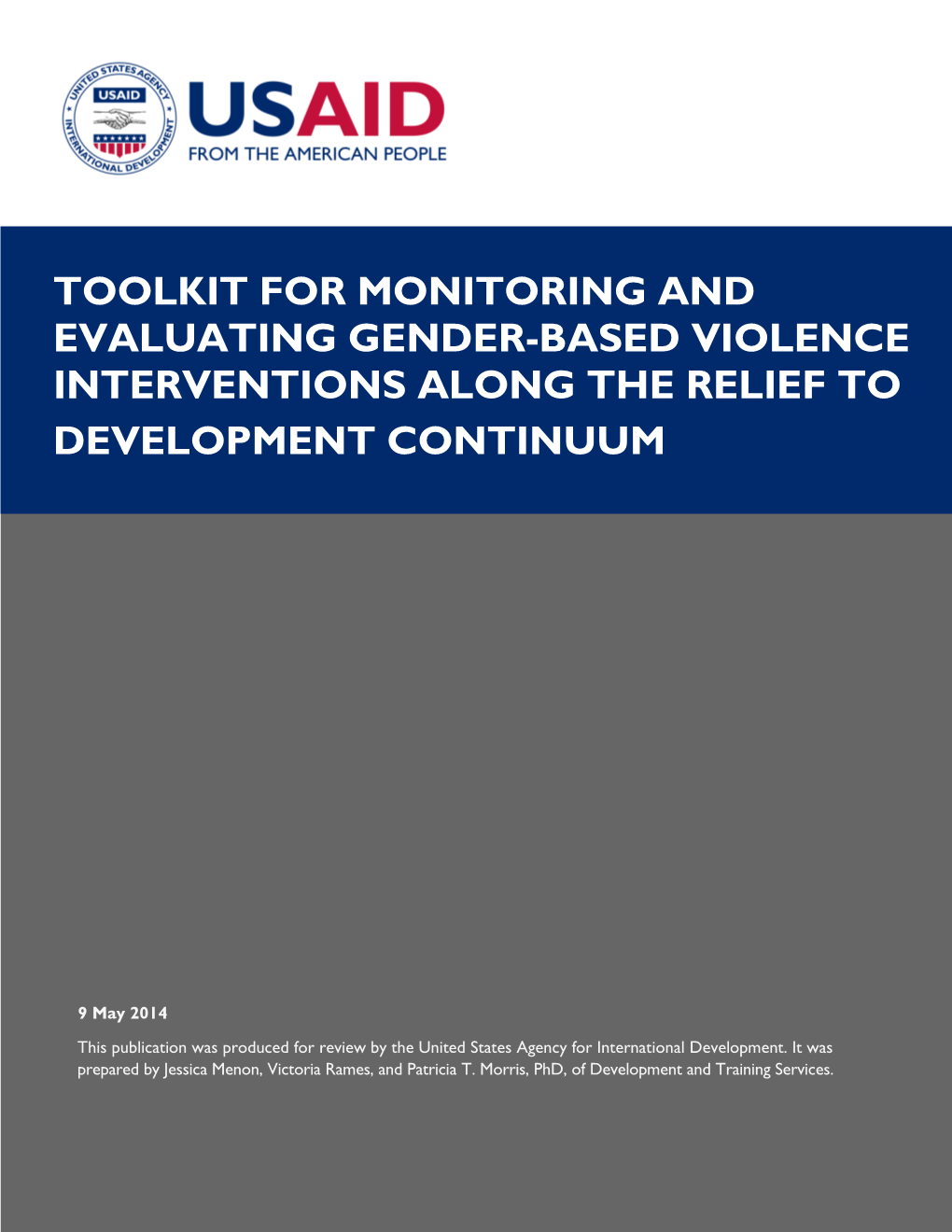 Toolkit for Monitoring and Evaluating Gender-Based Violence