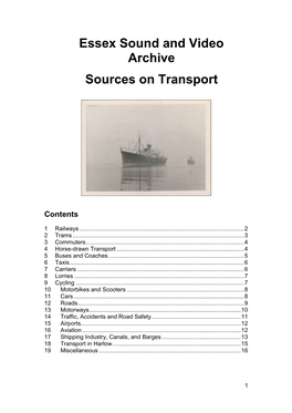 Essex Sound and Video Archive Sources on Transport