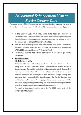 Educational Enhancement Visit at Sardar Sarovar