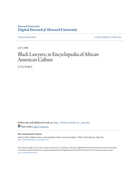 Black Lawyers; in Encyclopedia of African American Culture J