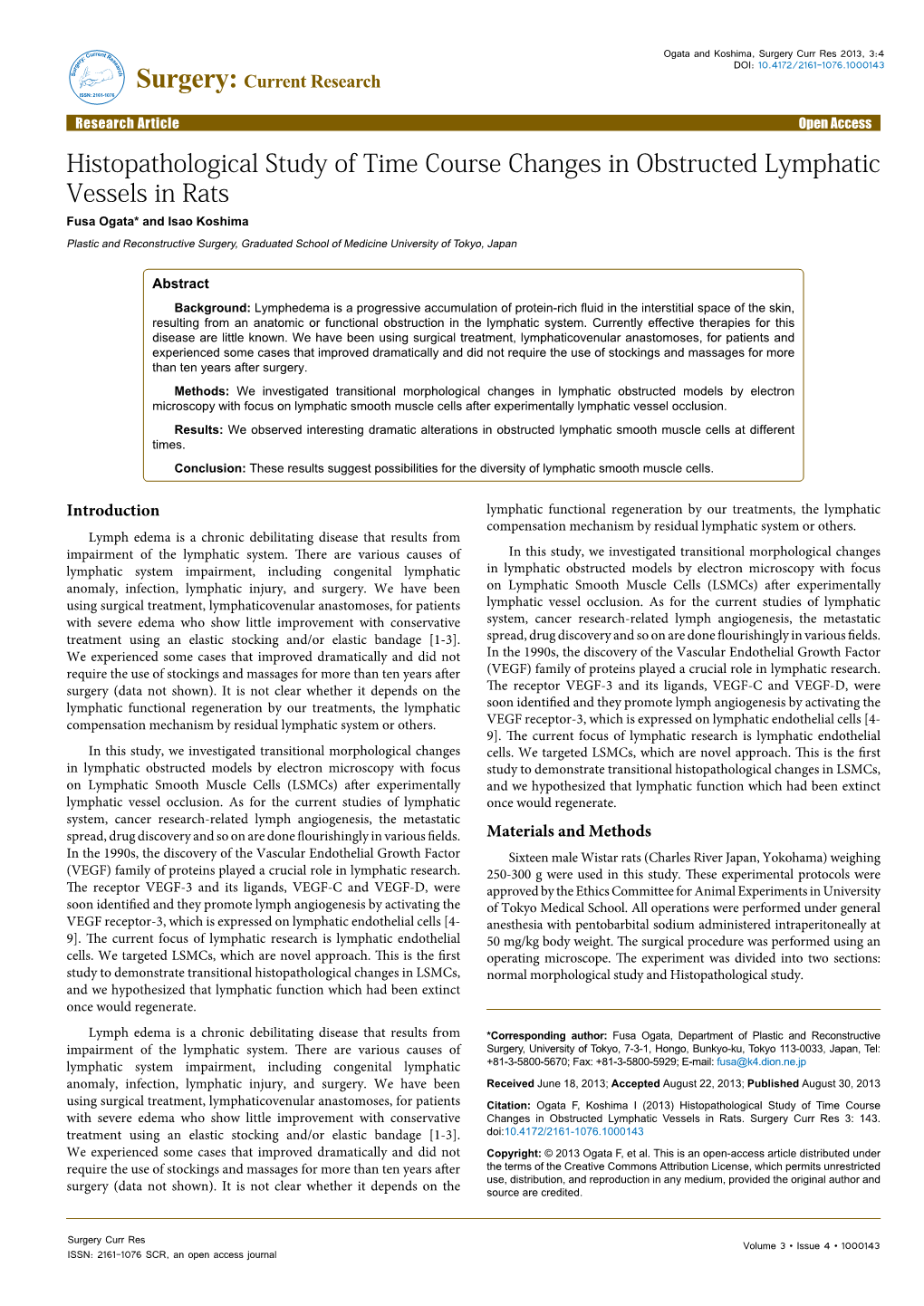 Histopathological Study of Time Course Changes in Obstructed