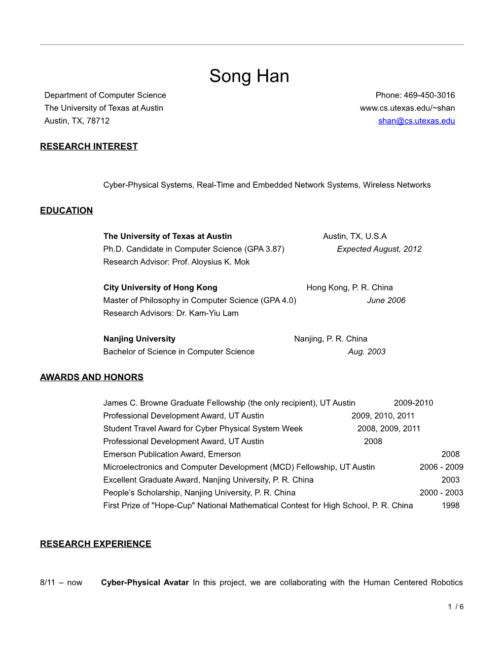 Cyber-Physical Systems, Real-Time and Embedded Network Systems, Wireless Networks