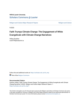 The Engagement of White Evangelicals with Climate Change Narratives