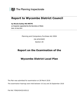 Inspector's Report on the Examination of the Wycombe District Local Plan