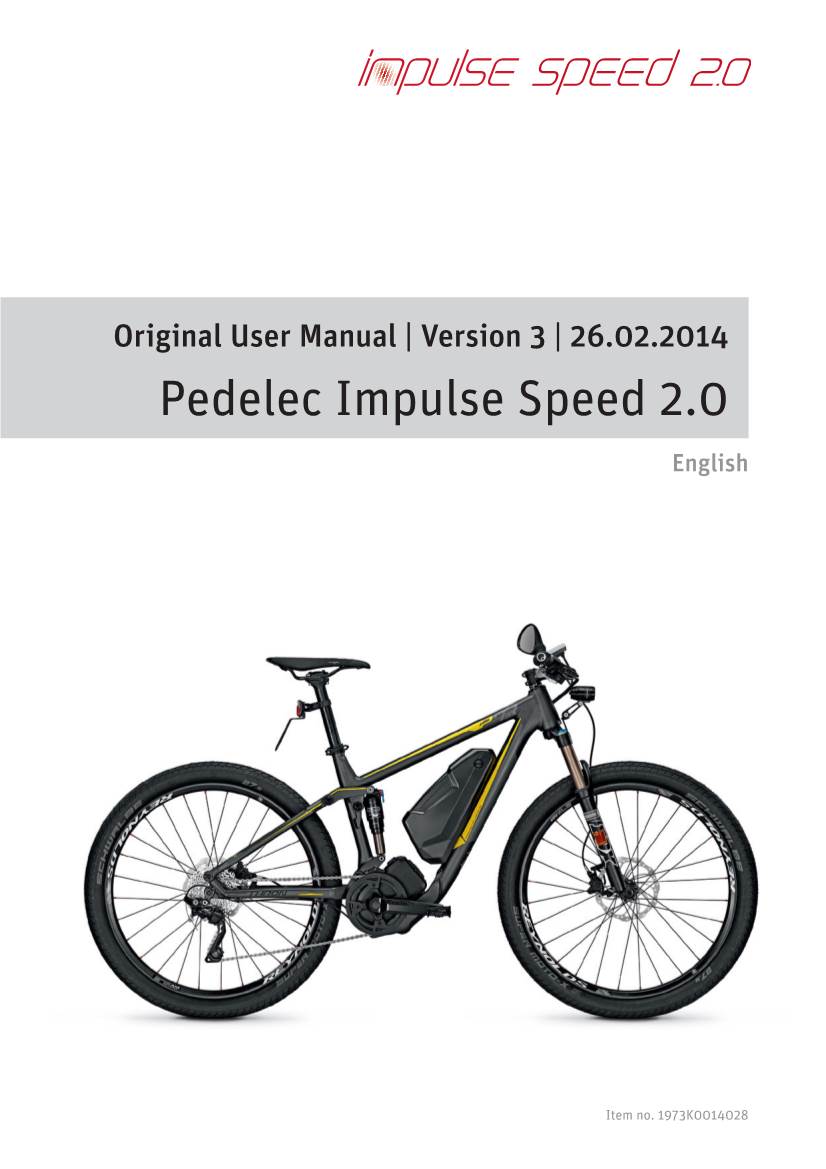 Original User Manual | Impulse Speed 2.0 | English