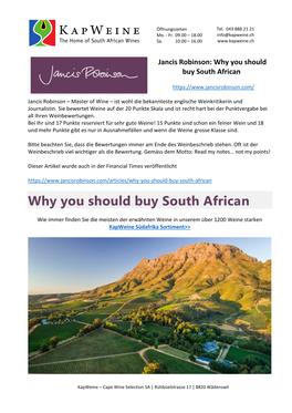 Jancis Robinson: Why You Should Buy South African