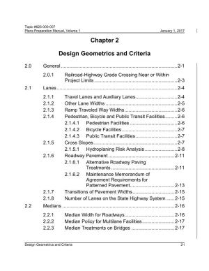 Chapter 2 Design Geometrics and Criteria