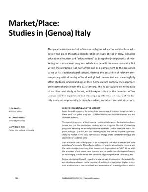Market/Place: Studies in (Genoa) Italy