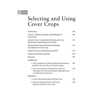 Unit 1.6, Selecting and Using Cover Crops