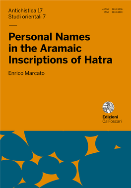 — Personal Names in the Aramaic Inscriptions of Hatra