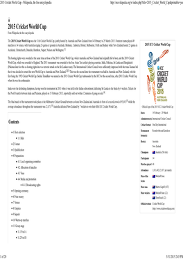 2015 Cricket World Cup - Wikipedia, the Free Encyclopedia
