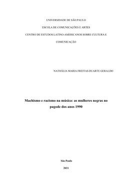 Machismo E Racismo Na Música: As Mulheres Negras No Pagode Dos Anos 1990