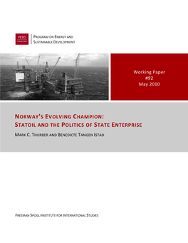 Norway's Evolving Champion: Statoil and the Politics of State Enterprise