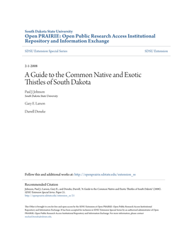 A Guide to the Common Native and Exotic Thistles of South Dakota Paul J