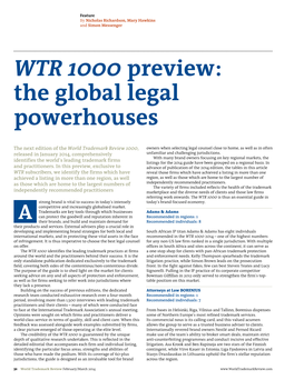 WTR 1000 Preview: the Global Legal Powerhouses