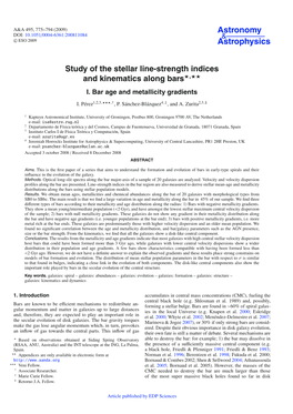 Study of the Stellar Line-Strength Indices and Kinematics Along Bars�,�� I