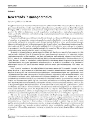 New Trends in Nanophotonics