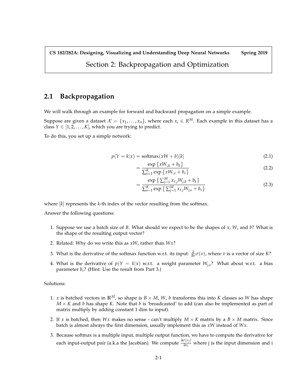 Section 2: Backpropagation and Optimization 2.1 Backpropagation
