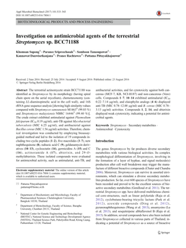 Investigation on Antimicrobial Agents of the Terrestrial Streptomyces Sp
