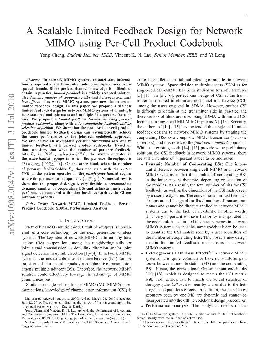 A Scalable Limited Feedback Design for Network MIMO Using Per-Cell