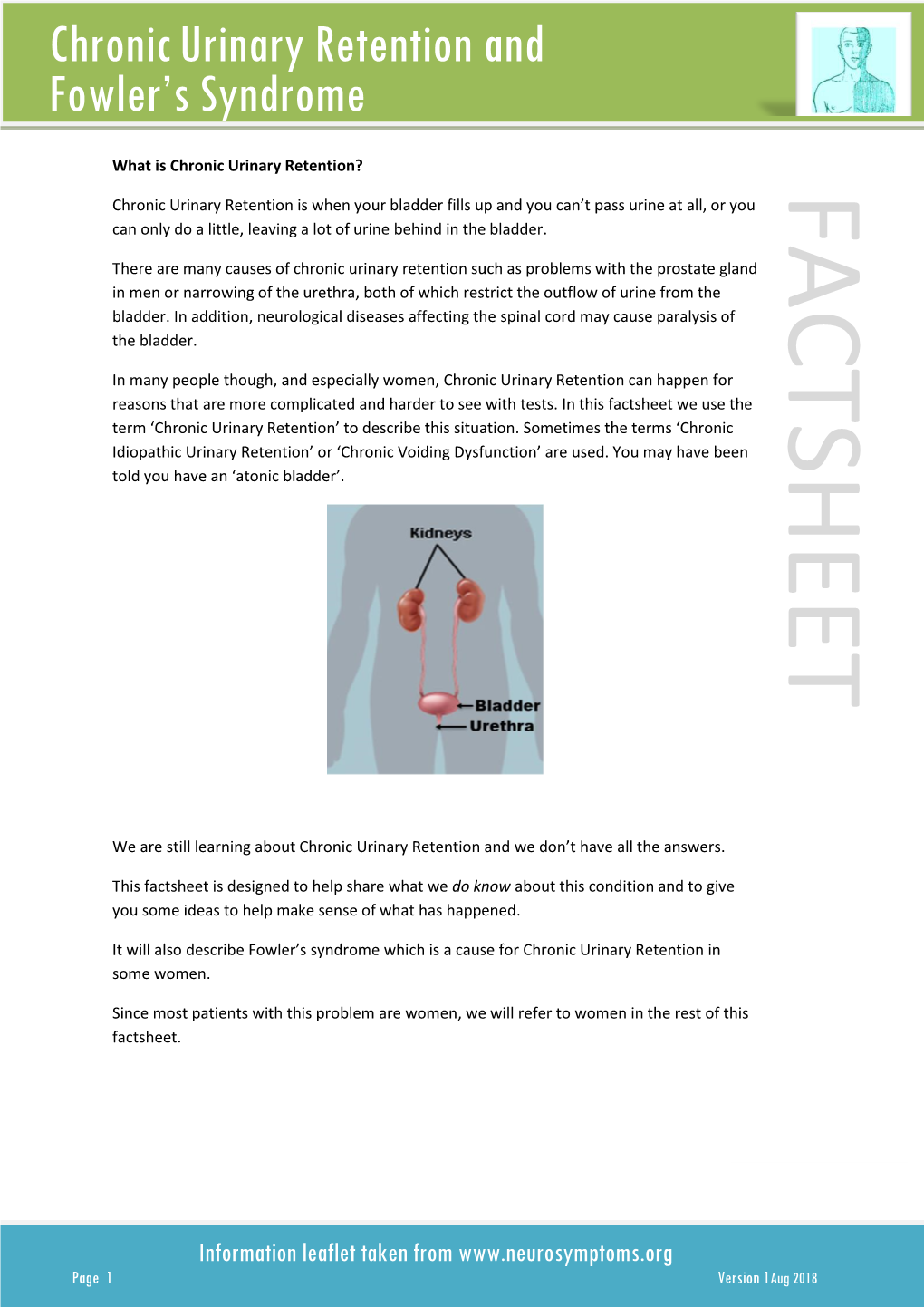 Chronicurinary Retention and Fowler's Syndrome