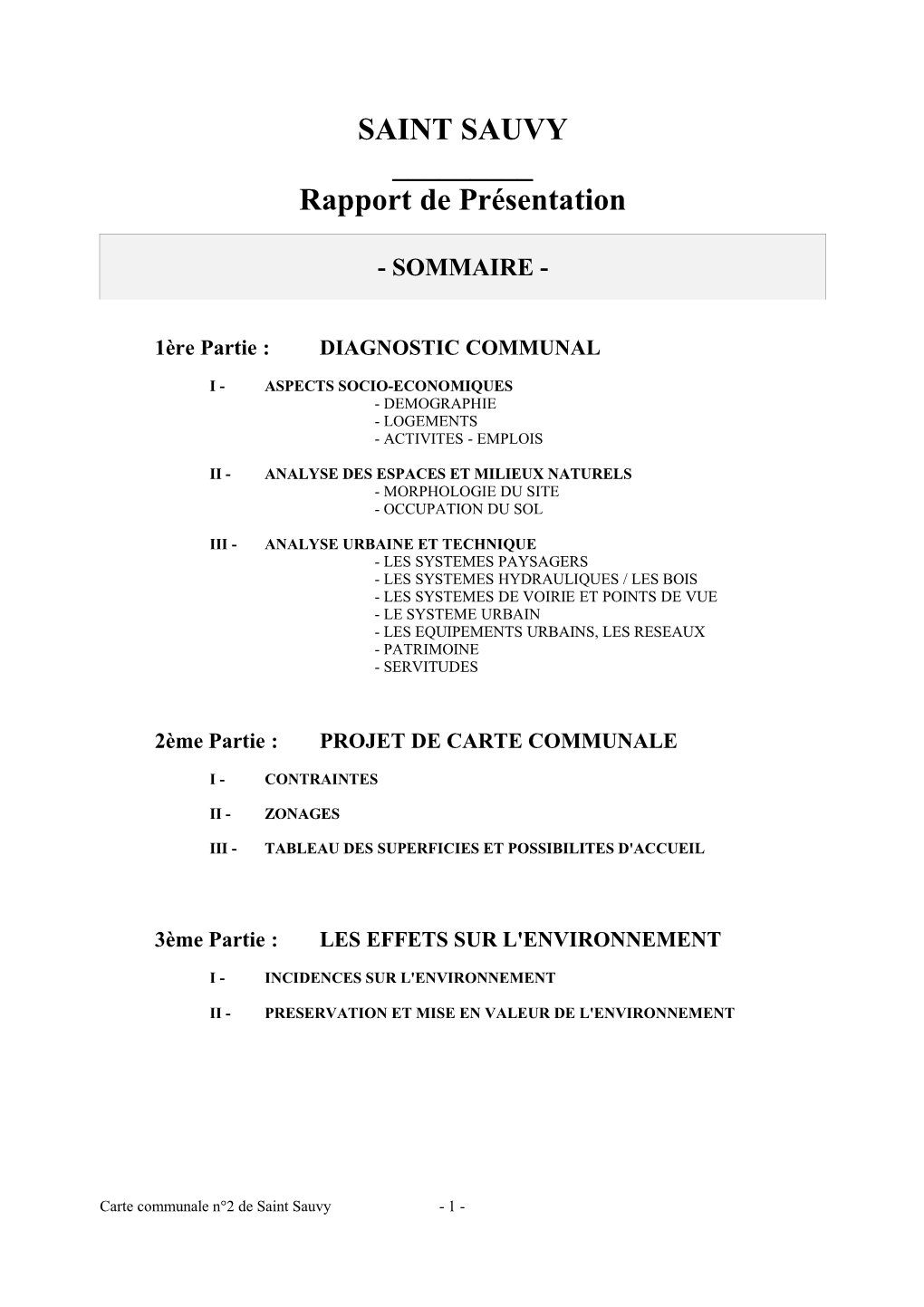 SAINT SAUVY ___Rapport De Présentation