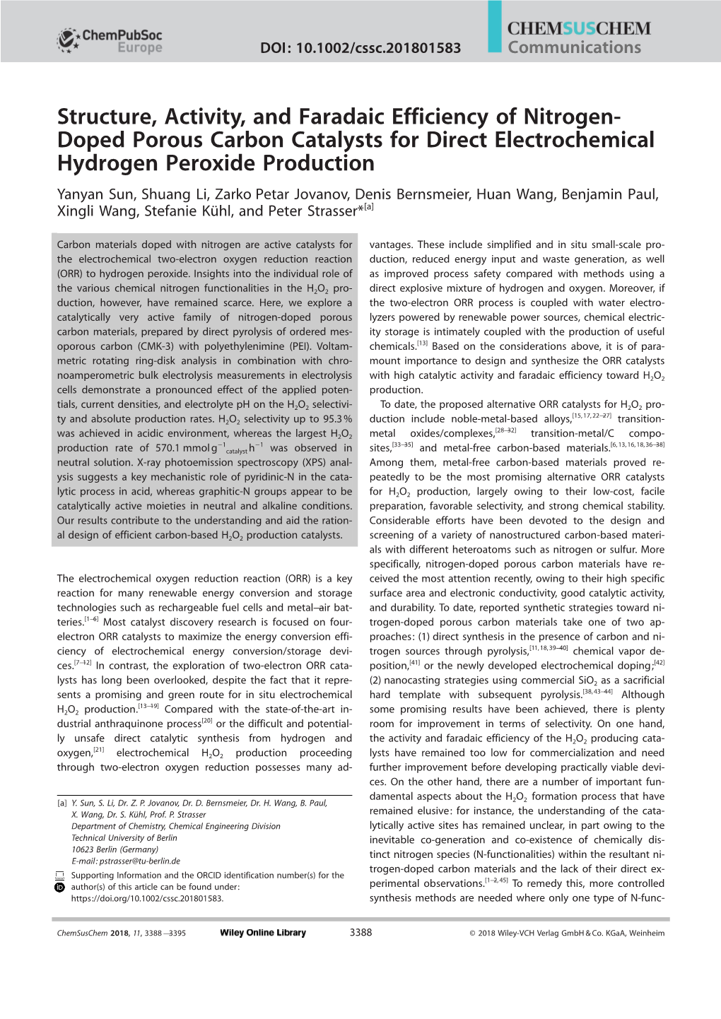 Structure, Activity, and Faradaic Efficiency of Nitrogen‐Doped