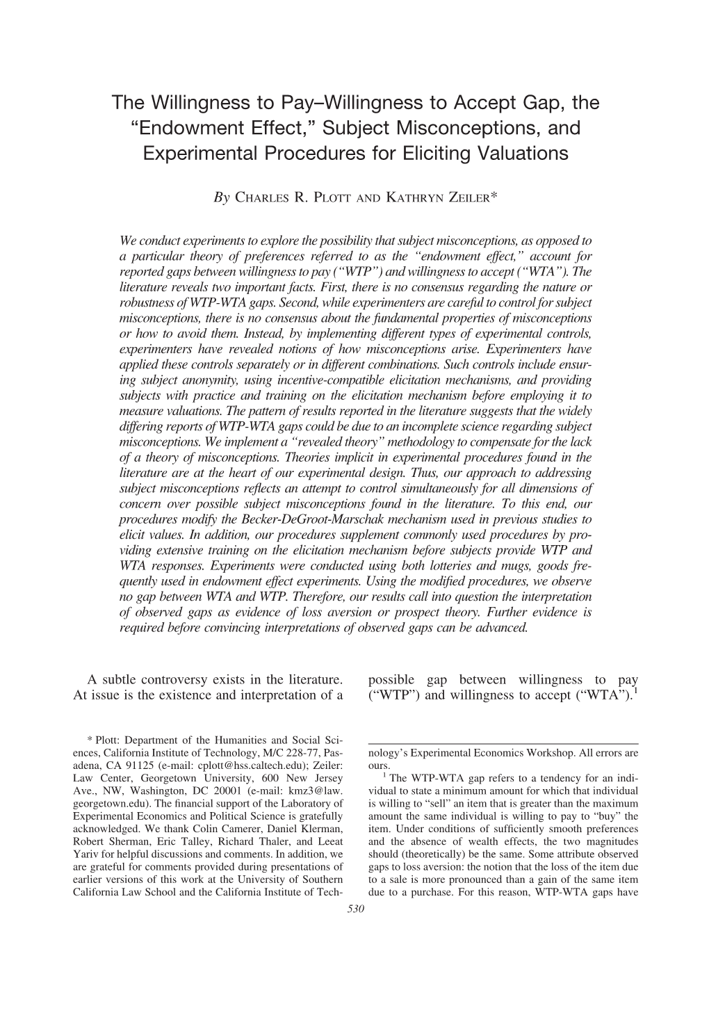 “Endowment Effect,” Subject Misconceptions, and Experimental Procedures for Eliciting Valuations