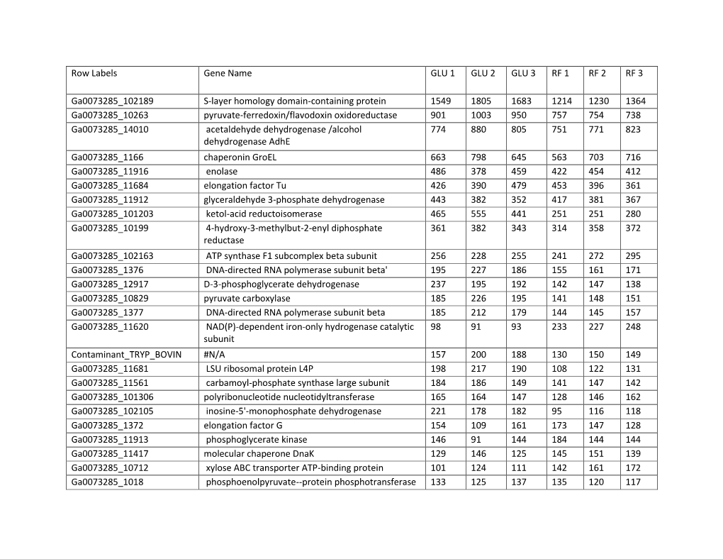 Row Labels Gene Name GLU 1 GLU 2 GLU 3 RF 1 RF 2 RF 3