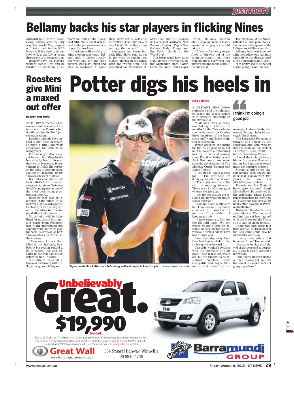 Potter Digs His Heels in a Maxed EELS V TIGERS