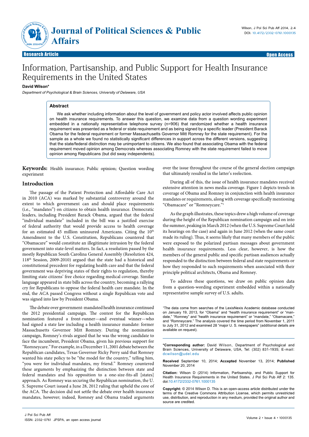 Information, Partisanship, and Public Support for Health Insurance