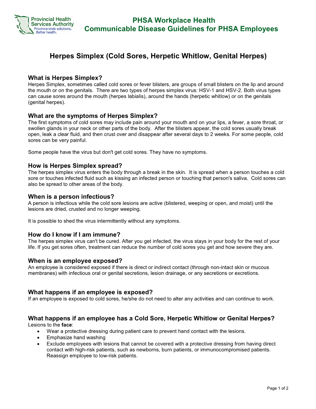 Herpes Simplex (Cold Sores, Herpetic Whitlow, Genital Herpes)