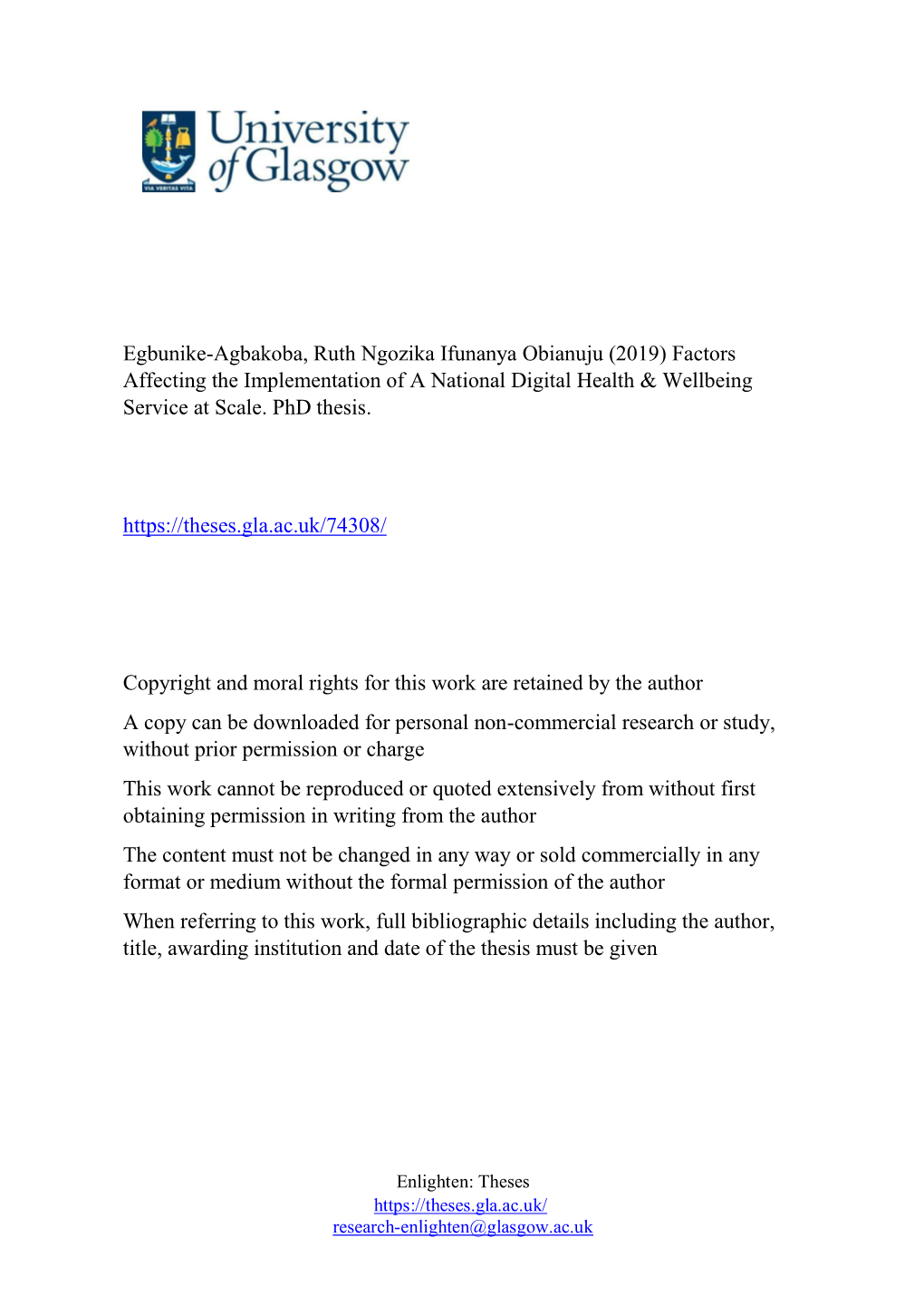 Egbunike-Agbakoba, Ruth Ngozika Ifunanya Obianuju (2019) Factors Affecting the Implementation of a National Digital Health &