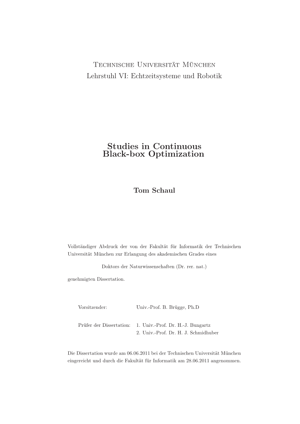 Studies in Continuous Black-Box Optimization