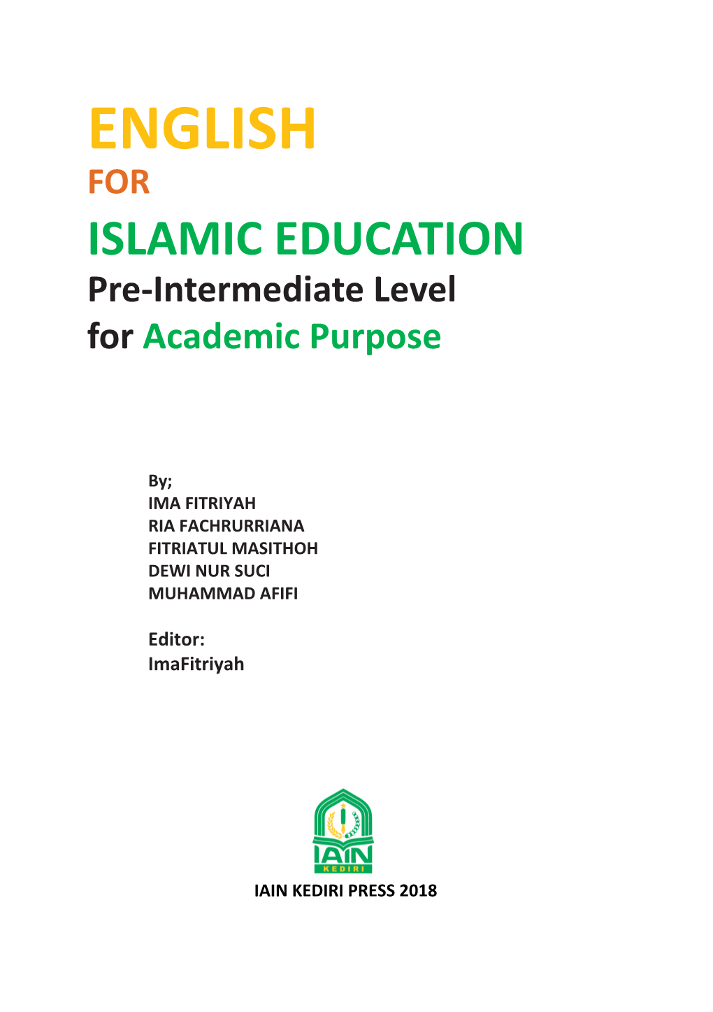 ENGLISH for ISLAMIC EDUCATION Pre-Intermediate Level for Academic Purpose