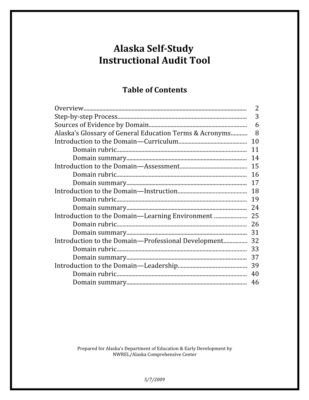 Alaska Instructional Audit Self Assessment