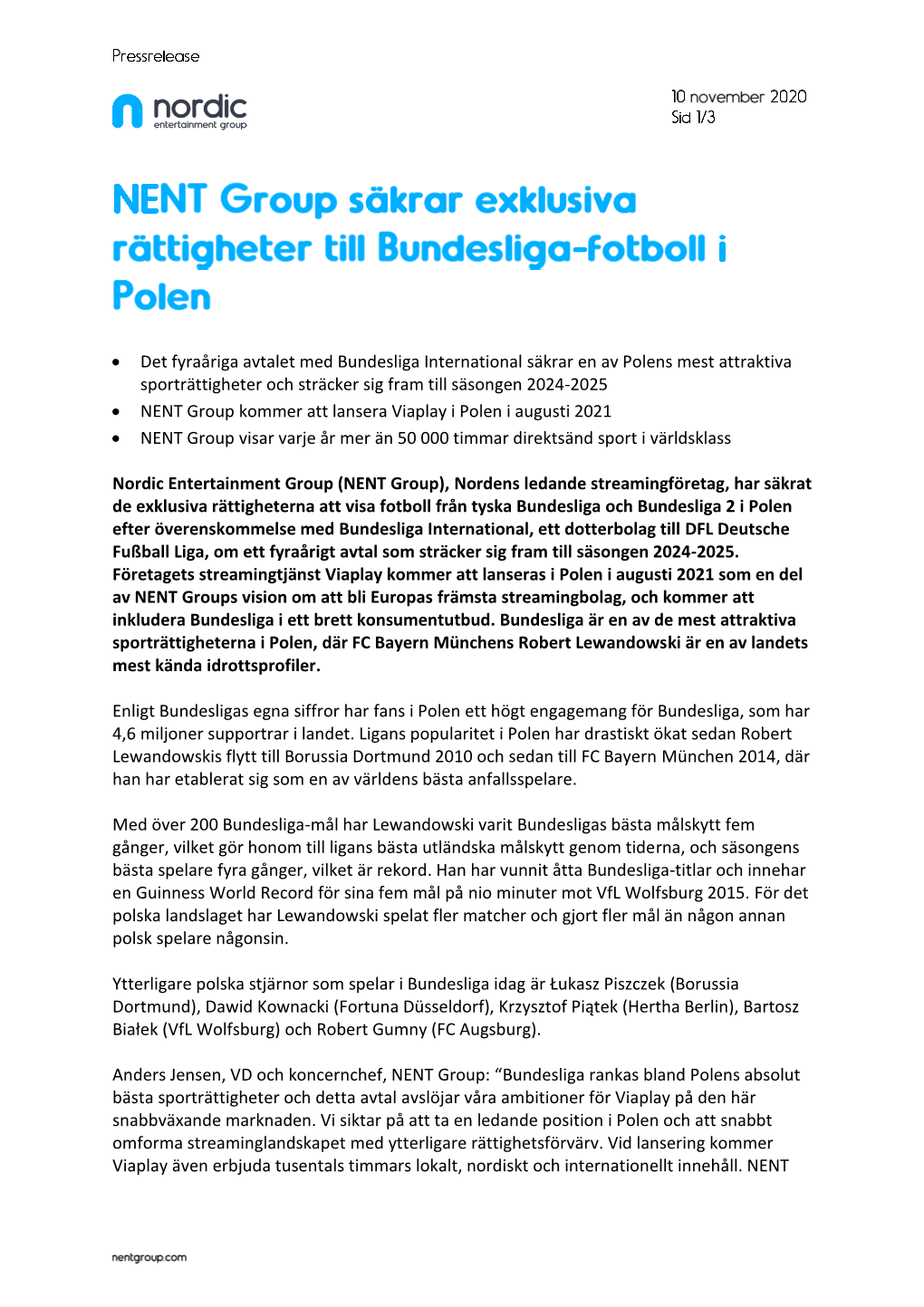 Det Fyraåriga Avtalet Med Bundesliga International Säkrar En Av