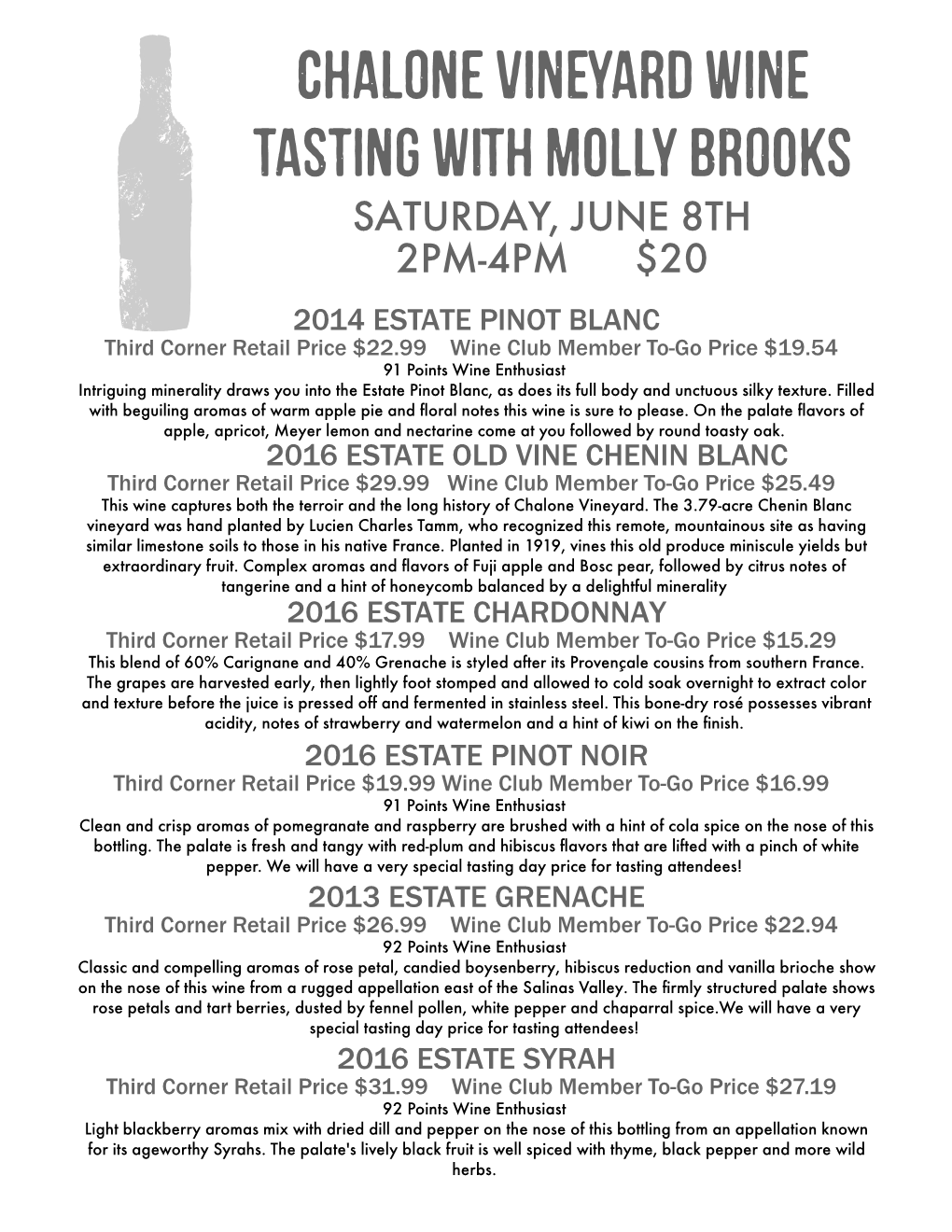Chalone Vineyard Wine Tasting with Molly Brooks