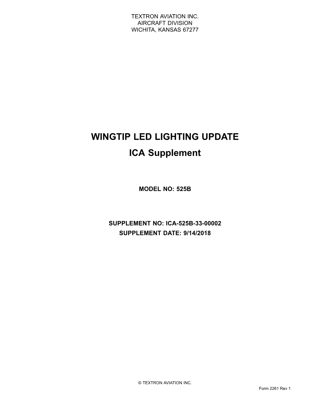 WINGTIP LED LIGHTING UPDATE ICA Supplement