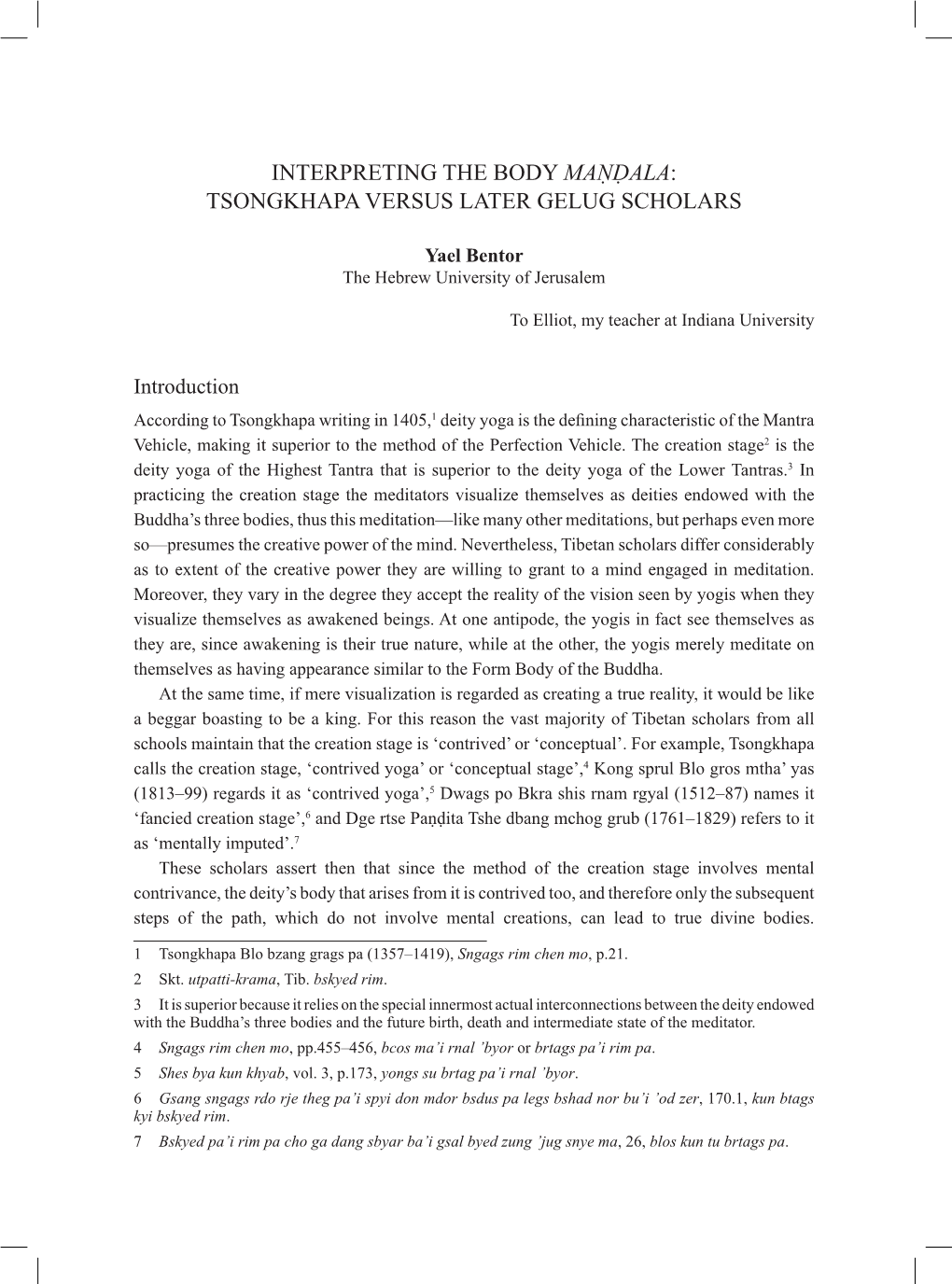 Interpreting the Body Maṇḍala: Tsongkhapa Versus Later Gelug Scholars