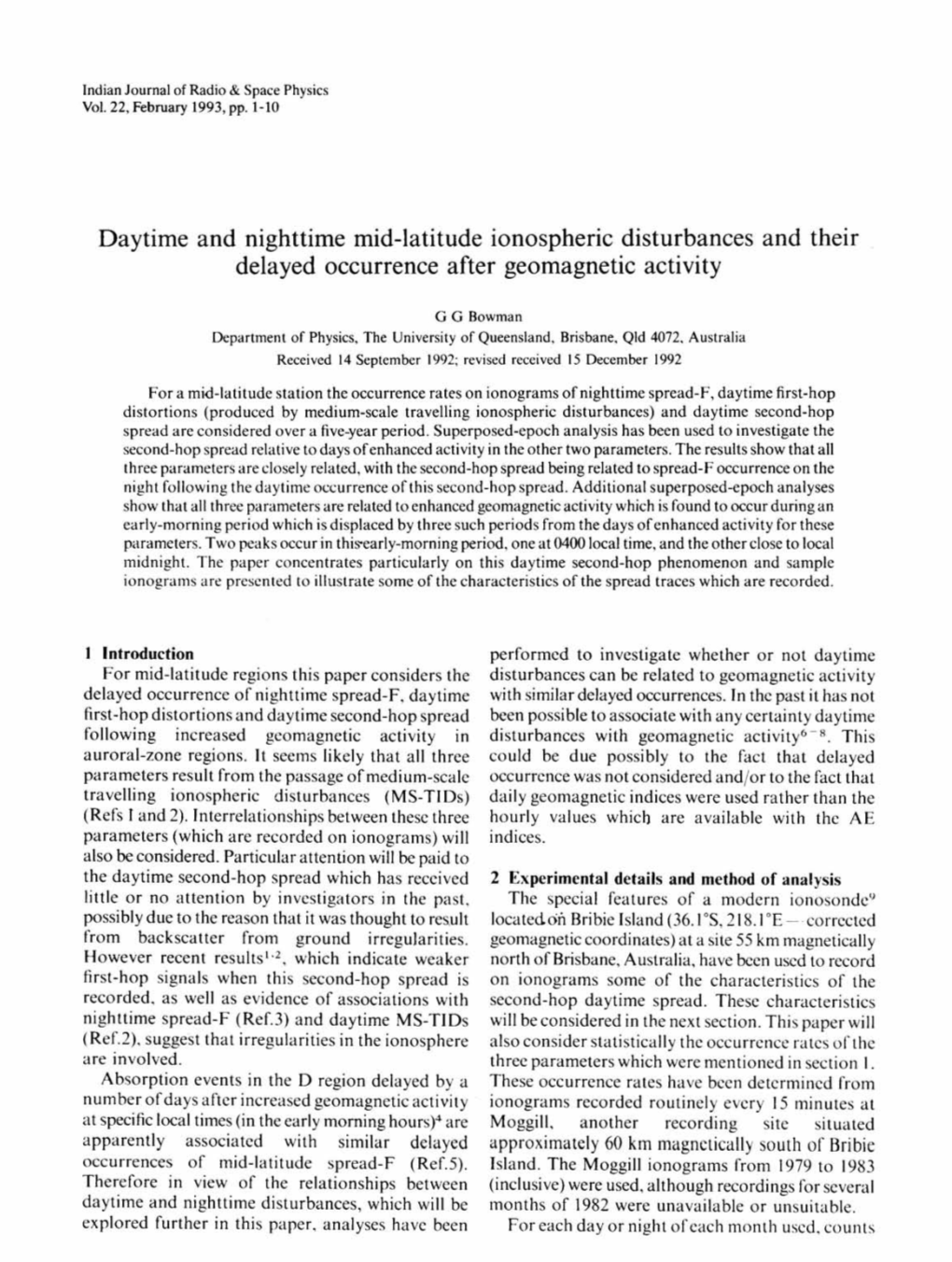 Daytime and Nighttime Mid-Latitude Ionospheric Disturbances and Their Delayed Occurrence After Geomagnetic Activity