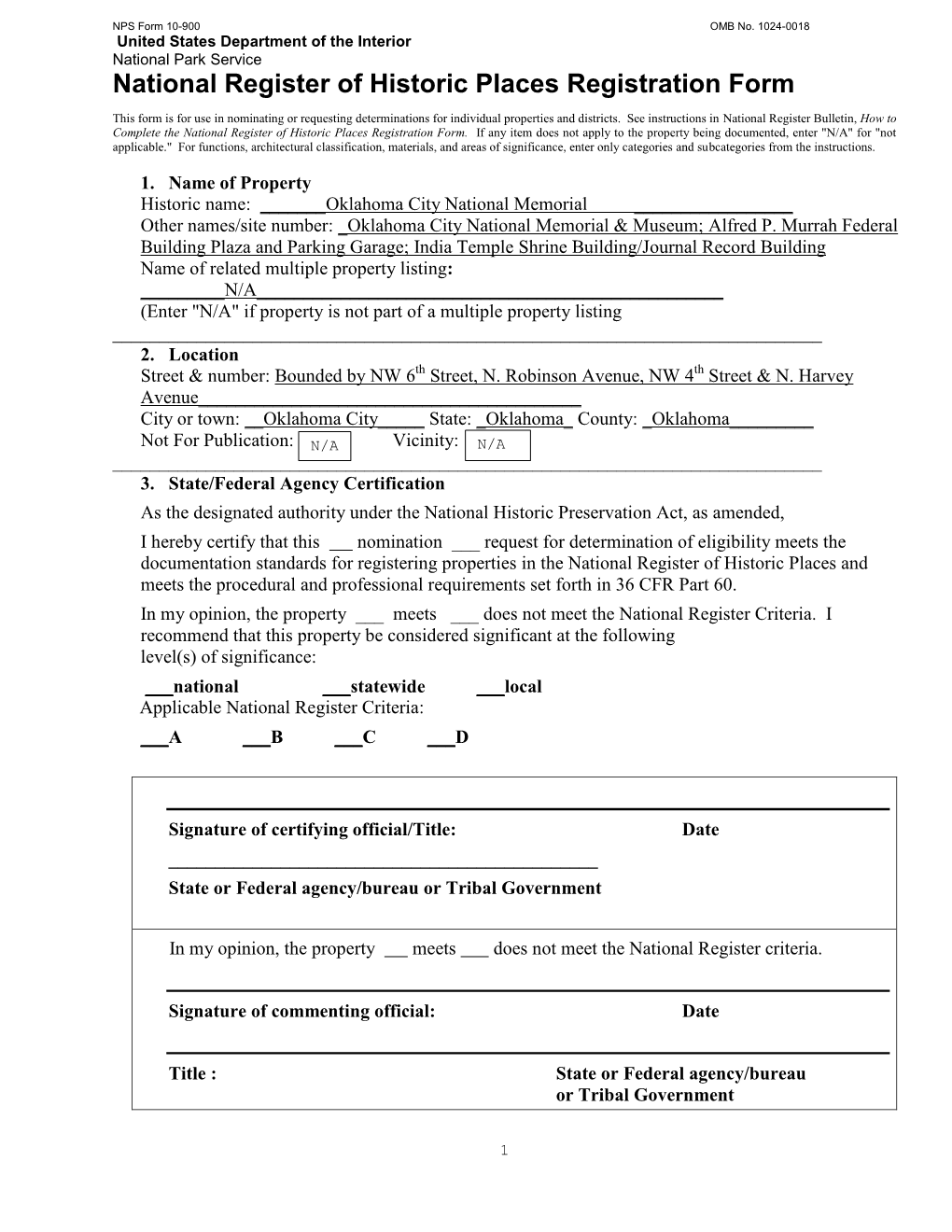 National Register of Historic Places Registration Form