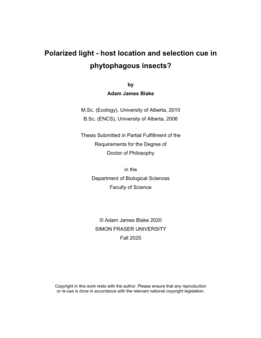 Host Location and Selection Cue in Phytophagous Insects?