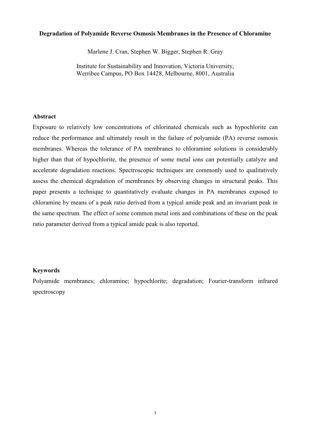 Kinetics of the Chloramine Degradation of Polyamide
