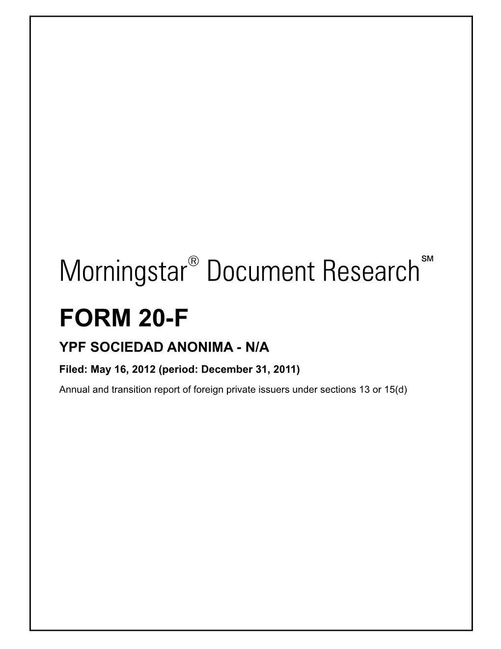 Morningstar Document Research FORM 20-F