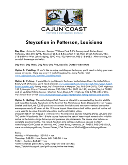 Staycation in Patterson, Louisiana