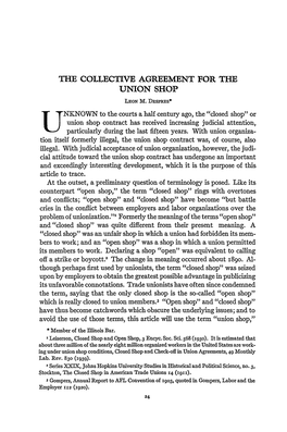 The Collective Agreement for the Union Shop