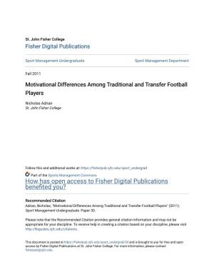 Motivational Differences Among Traditional and Transfer Football Players