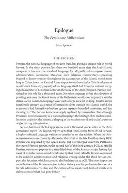 Epilogue the Persianate Millennium