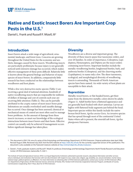 Native and Exotic Insect Borers Are Important Crop Pests in the U.S.1 Daniel L